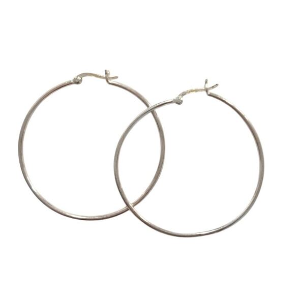 IBB TH 925 Sterling Silver Round Hoop Huggie Earrings Large Classic Signed Lot - Picture 2 of 7